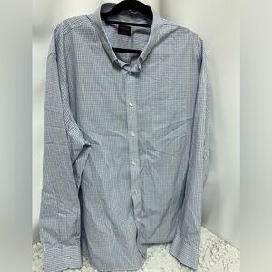 Untuckit men’s 100% cotton button up long sleeve shirts blue pink check xxxlc